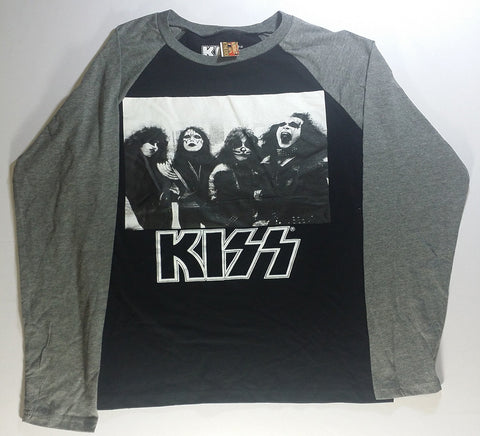 Kiss - Black And White Band Grey Long Sleeve Shirt