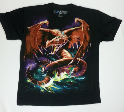 Dark Fantasy - Red Sea Dragon Liquid Blue Shirt