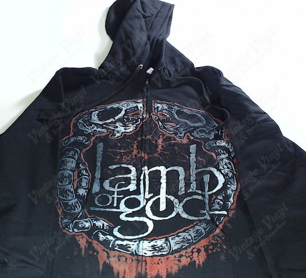 Lamb Of God Snake Skeleton Circle Zip Up Hoodie Vintage Vinyl Regina