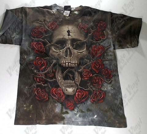 Dark Fantasy - Skull And Roses Liquid Blue Shirt