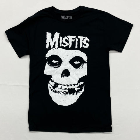 Misfits - White Skull White Logo Black Shirt
