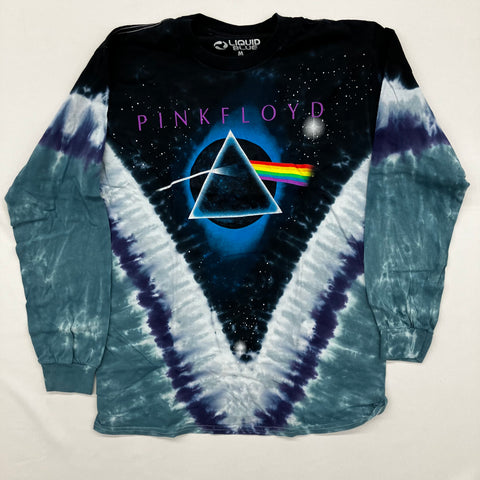 Pink Floyd - Dark Side Eclipse Mirrored Pyramids V Liquid Blue Long Sleeve Shirt