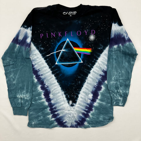 Pink Floyd - Dark Side Eclipse Mirrored Pyramids V Liquid Blue Long Sleeve Shirt