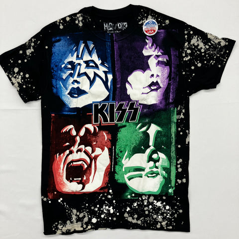 Kiss - Four Faces Liquid Blue Shirt