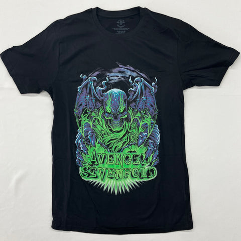 Avenged Sevenfold - Green Logo with Skull Black Shirt