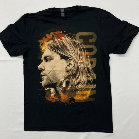 Cobain, Kurt - Orange Name with face Black Shirt