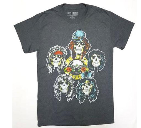 Guns N' Roses - Grey or Black Distressed Band Members with Logo Shirt