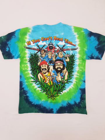 Cheech & Chong - If You Can't Beat Them Tie Dye Liquid Blue Shirt