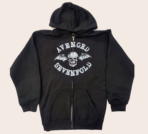 Avenged Sevenfold -  White Winged Skull Zip- Up Hoodie