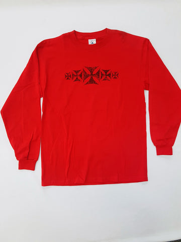 Black Iron Cross - Red Longsleeve Novelty Shirt