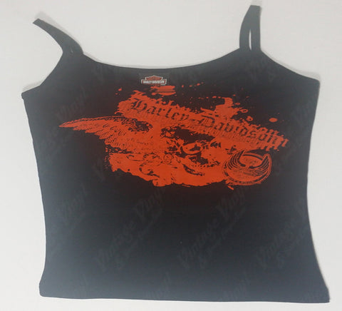 Harley Davidson - Orange Print Womens Tank Top Girlie Shirt