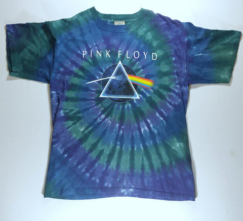 Pink Floyd - Dark Side Prism White Text Blue Purple Green Spiral Liquid Blue Shirt