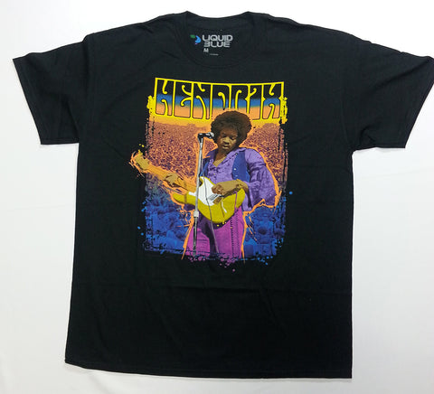 Hendrix, Jimi - Yellow Guitar Live Liquid Blue Shirt
