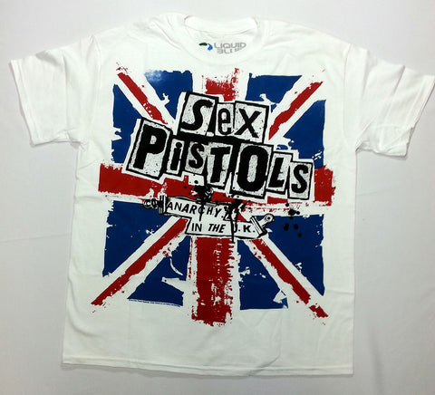 Sex Pistols - Anarchy In U.K. White Liquid Blue Shirt