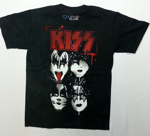 Kiss - Splattered Faces Liquid Blue Shirt