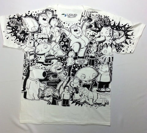 Family Guy - The Cast Black And White Liquid Blue Shirt