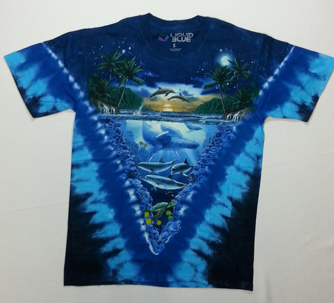 Animals - Night Time Dolphin Dive V Liquid Blue Shirt