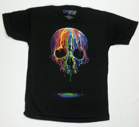 Dark Fantasy - Melting Rainbow Skull Liquid Blue Shirt