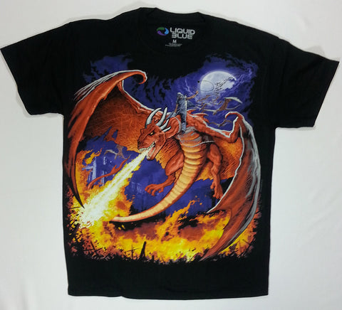 Dark Fantasy - Mace Wielding Dragon Rider Liquid Blue Shirt