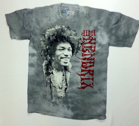 Hendrix, Jimi - Drippy Portrait Red Text Grey Liquid Blue Shirt