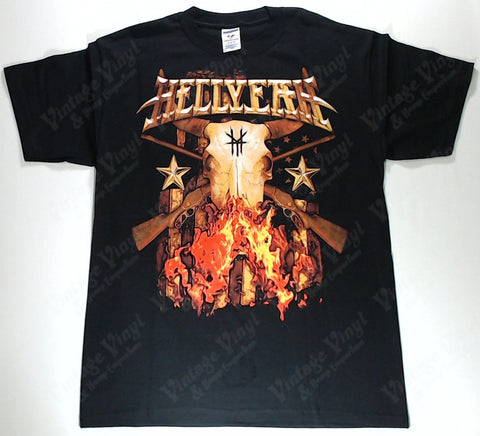 Hell Yeah - Cow Skull Flames And Guns Shirt