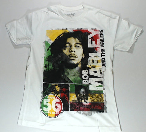 Marley, Bob - Three Rasta Panels White Shirt