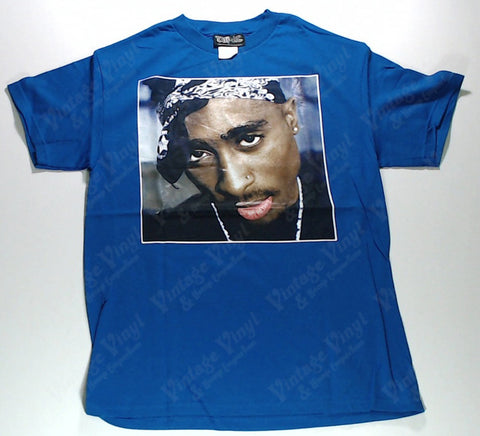 Tupac - Portrait Wearing Bandana Blue Shirt