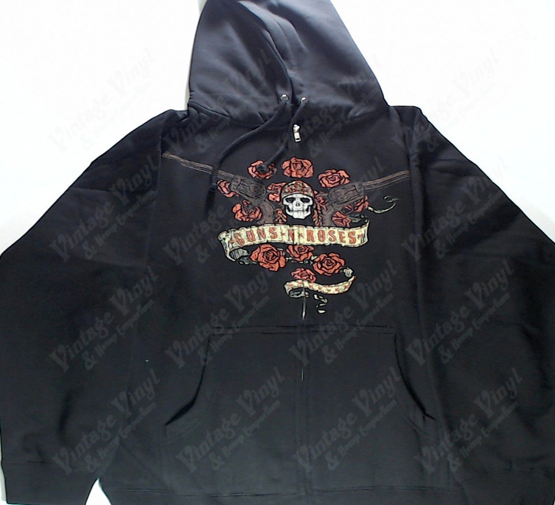 Guns N Roses Skull and Roses Zip Up Hoodie