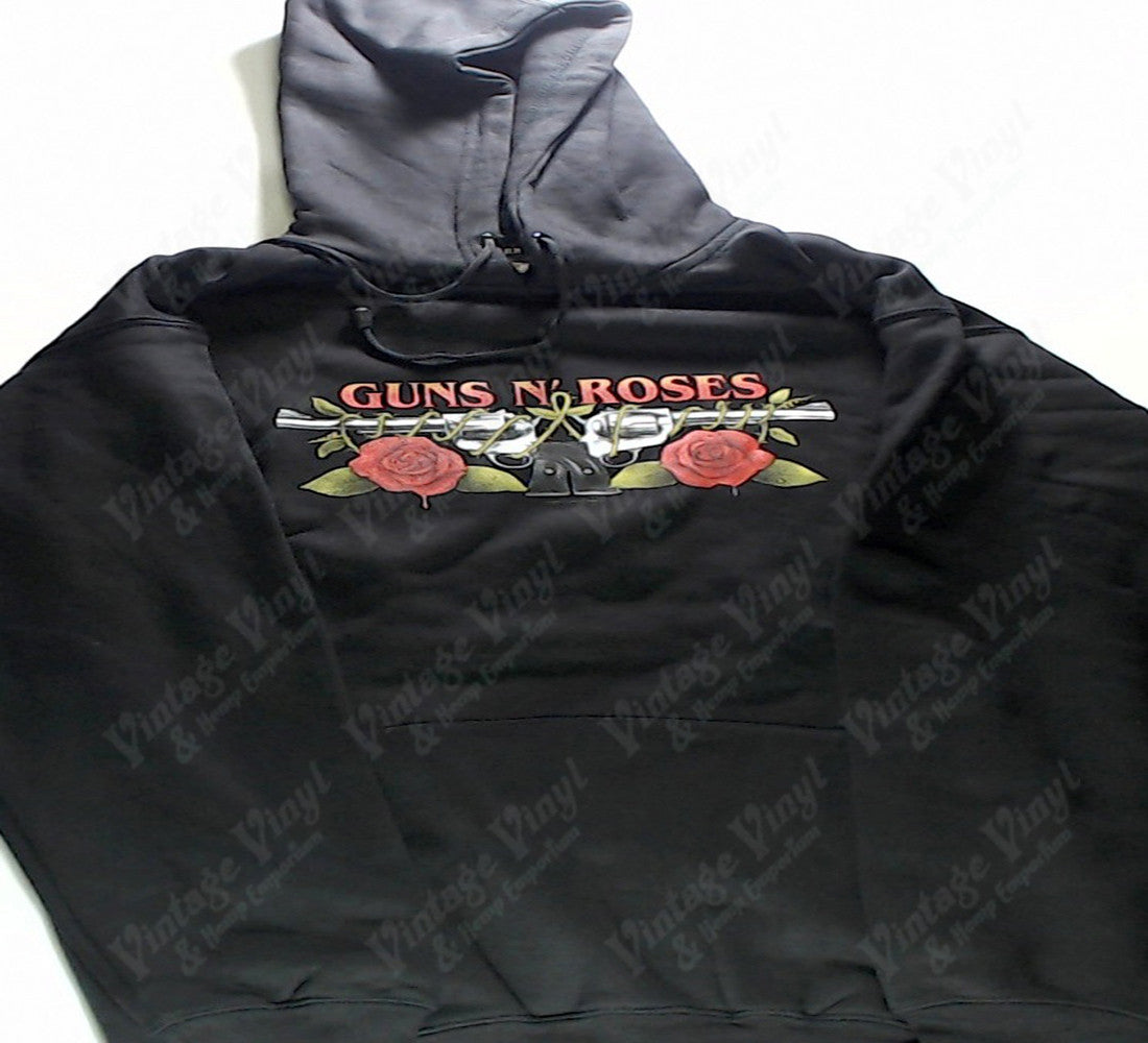 Guns N Roses Rose And Pistol Black Hoodie Vintage Vinyl Regina