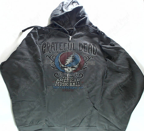 Grateful Dead - The American Music Hall Skull Grey Liquid Blue Zip-Up Hoodie