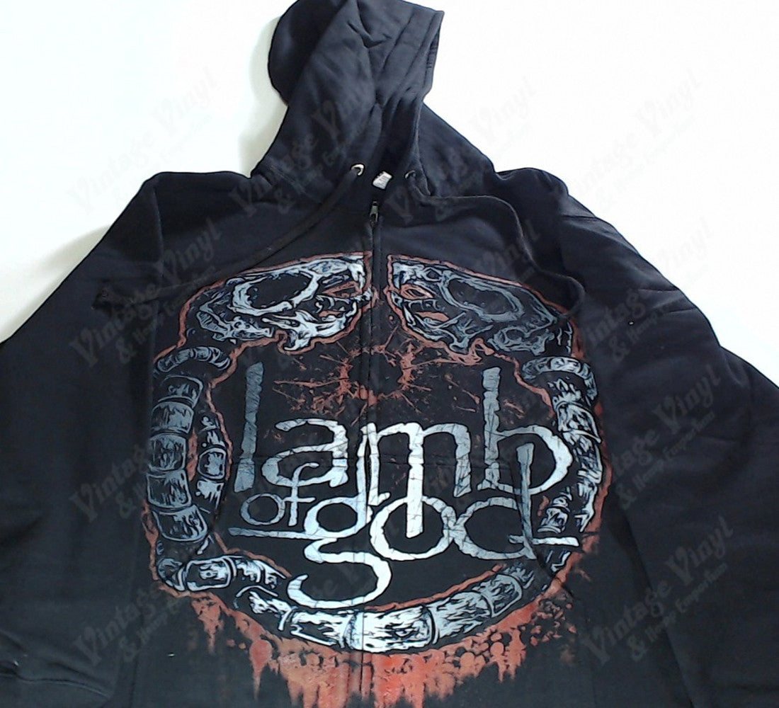 Lamb Of God Snake Skeleton Circle Zip Up Hoodie Vintage Vinyl Regina