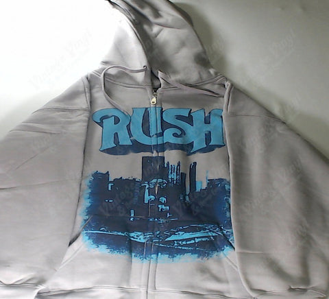 Rush - Blue Cityscape Grey Zip-Up Hoodie