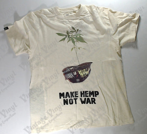 Hoodlamb - Coloured Plant in Helmet "Make Hemp Not War" Tan Novelty Shirt