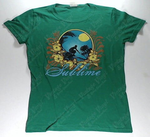 Sublime - Surfing Flowers Green Girlie Shirt