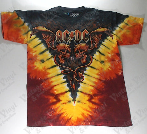 AC/DC - Flaming Winged Skulls Liquid Blue Shirt