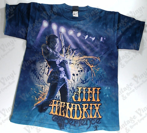 Hendrix, Jimi - Purple Jimi Under Lights Yellow Text Liquid Blue Shirt