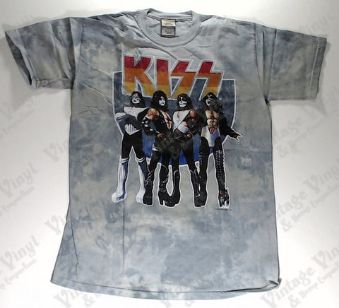Kiss - Band Destroyer Pose Grey Liquid Blue Shirt