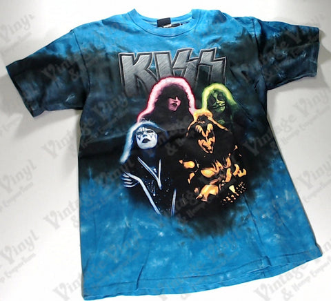 Kiss - Neon Colored Band Liquid Blue Shirt