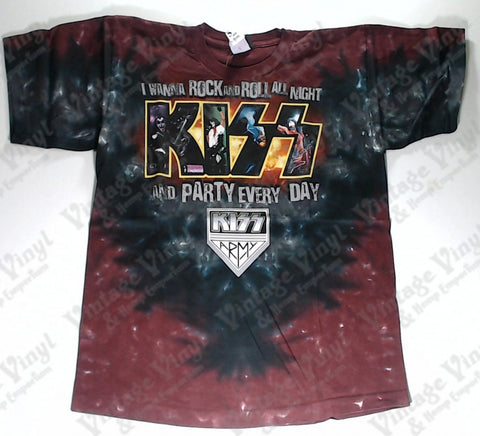 Kiss - Rock And Roll All Night Red Liquid Blue Shirt