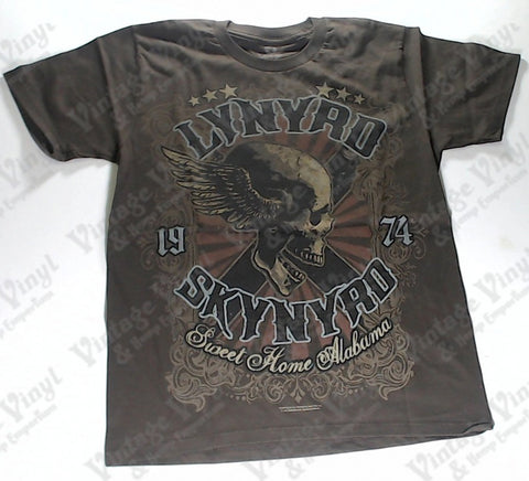 Lynyrd Skynyrd - Sweet Home Alabama 1974 Winged Skull Brown Liquid Blue Shirt