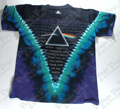 Pink Floyd - Dark Side Background Text V Liquid Blue Shirt