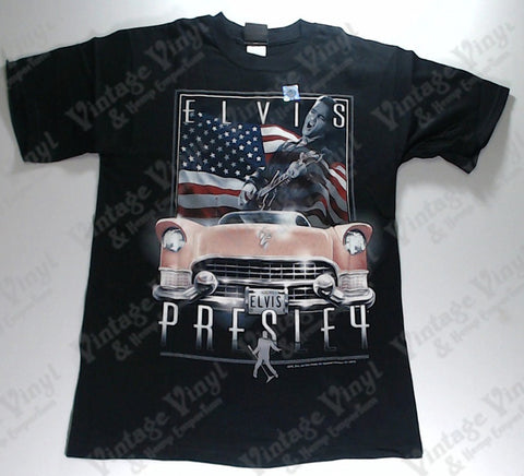 Presley, Elvis - Flag and Cadillac Liquid Blue Shirt