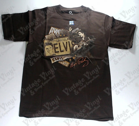 Presley, Elvis - Brown Elvis License Plate Liquid Blue Shirt