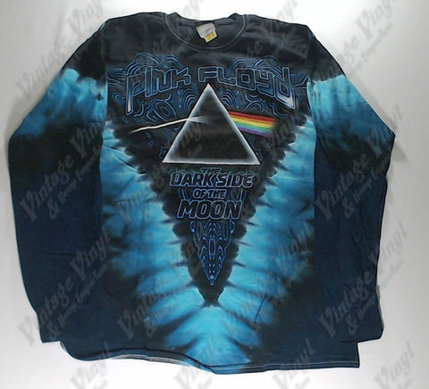Pink Floyd - Dark Side Cool Text V Long Sleeve Liquid Blue Shirt