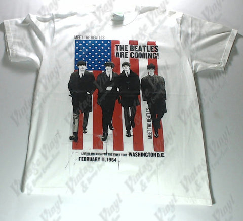 Beatles, The - USA Flag Coming To America White Shirt