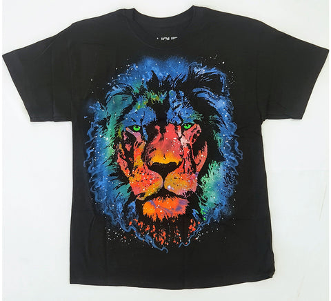 Animals - Galaxy Lion Black Liquid Blue Shirt