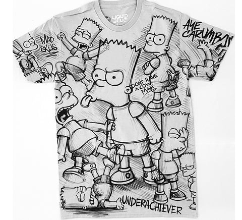 Simpsons, The - Bart Don't Have Cow Man Grey Liquid Blue Shirt