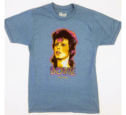 Bowie, David - Purple Hair Bowie Blue Liquid Blue Shirt