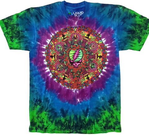 Grateful Dead - Steal Your Face Mandala Tie Dye Liquid Blue Shirt