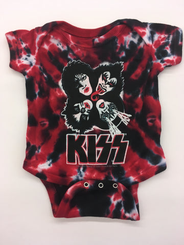 Kiss - Red and Black Burst Liquid Blue Baby Onesie
